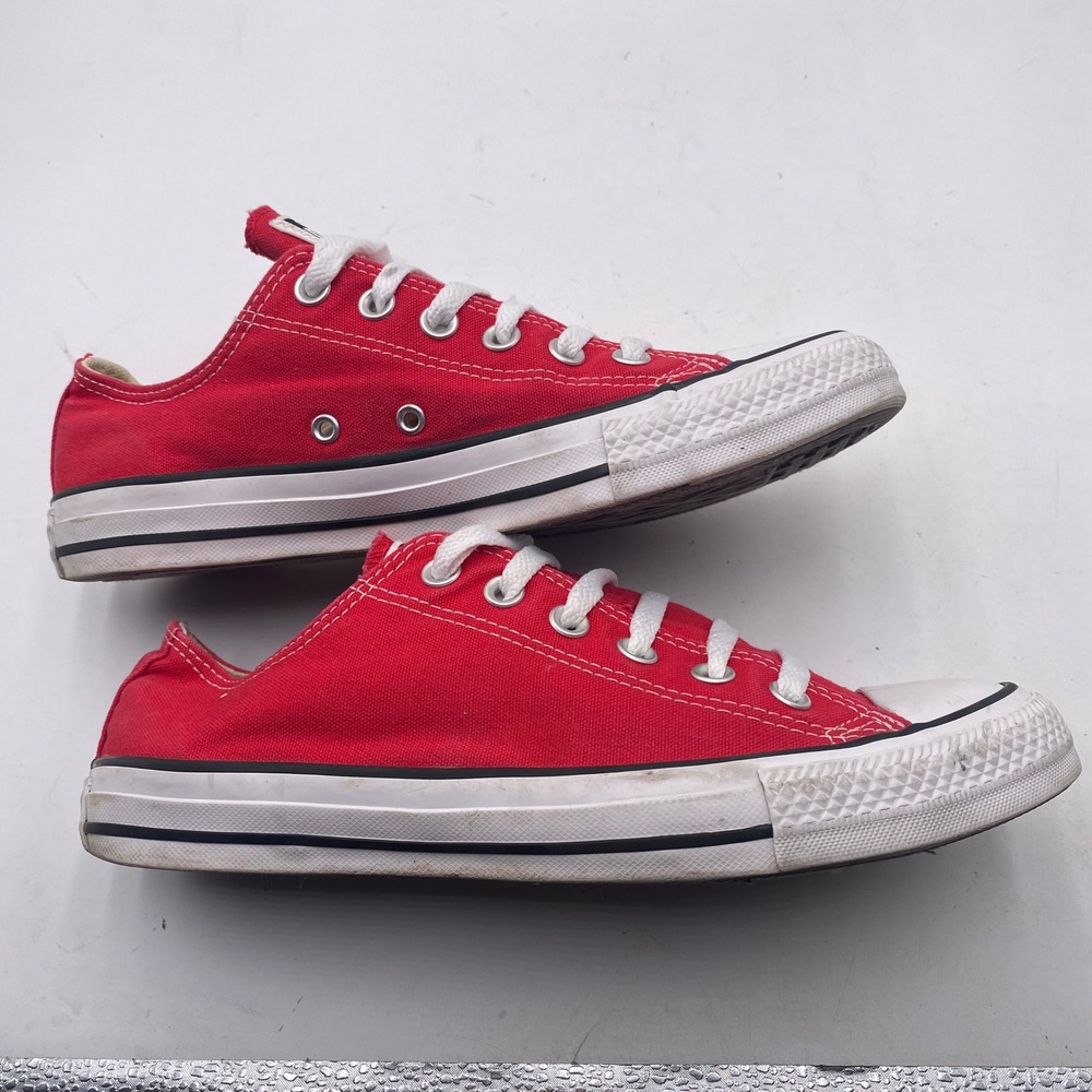 Converse Chuck Taylor All Star Low Top Sneakers Mens 6.5 Womens 8.5 Red Canvas - Picture 4 of 13